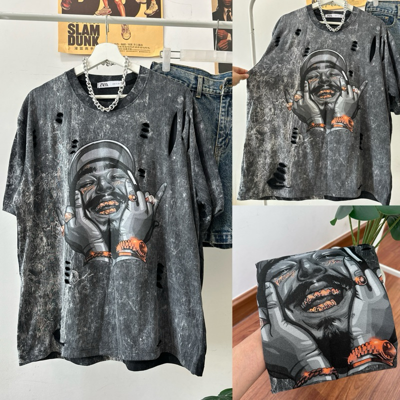 เสื้อยืดแต่งขาดเซอร์ผ้าฟอก (รายโพสต์มาโลน) อก46.-