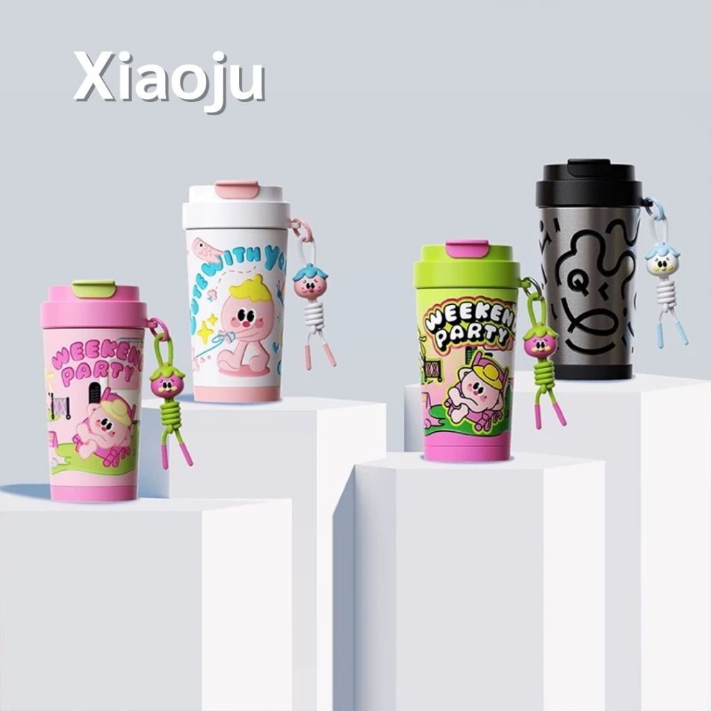 XIAOJU แก้วน้ำเก็บอุณหภูมิเคลือบชั้นในด้วยเซรามิก พร้อมชั้นกรองชา ขนาด 450 ml เลือกเปิดดื่ม 2 แบบ SUS316
