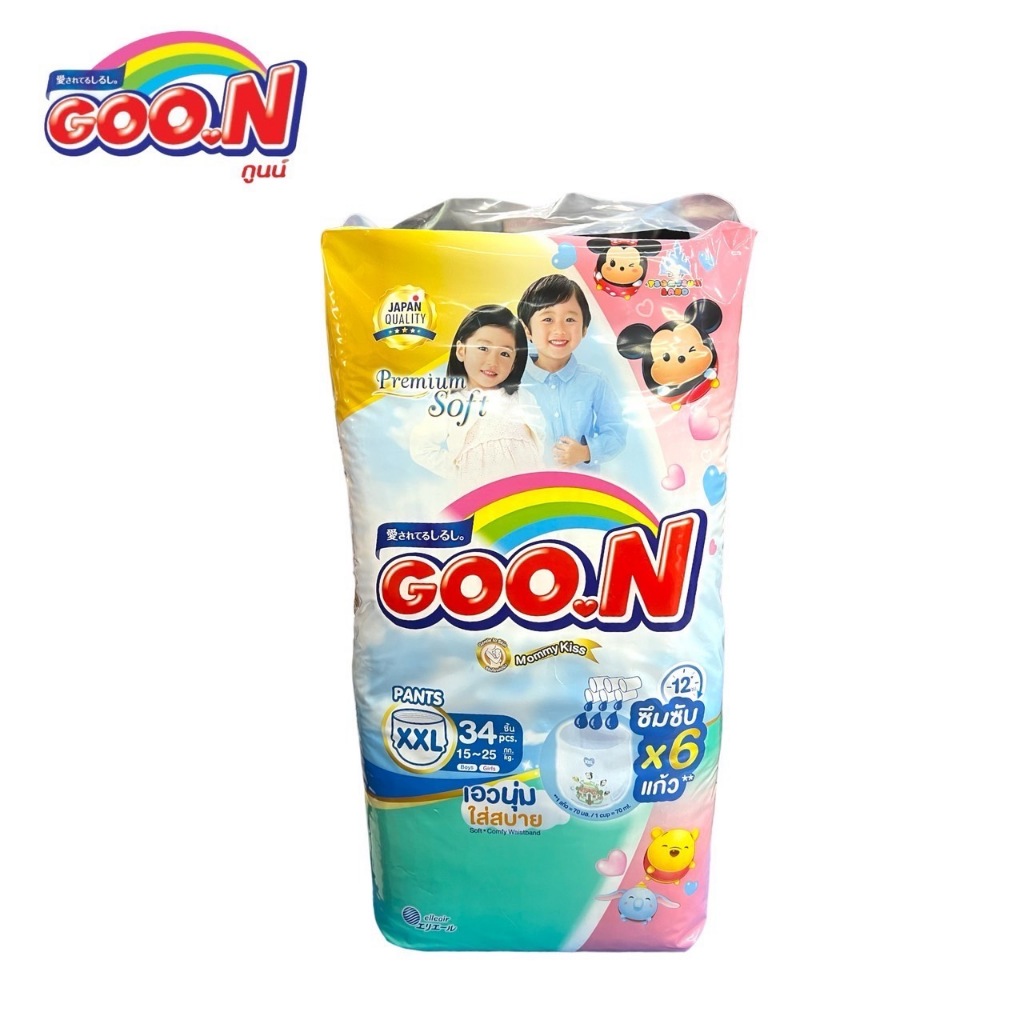 Goon (SJ) Pants ผ้าอ้อมเด็ก แบบกางเกง  ไซส์ XXL แพค 34 ชิ้น (1 ห่อ)