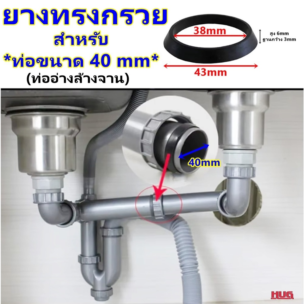 ซีลยาง ท่ออ่างล้างจาน ขนาด 40 mm (ทรงสามเหลี่ยม) ปะเก็นยางทรงกรวย ยางชาร์ปน้ำทิ้ง อ่างล้างจาน ท่อน้ำทิ้ง สายซิงค์ ซิงค์ล
