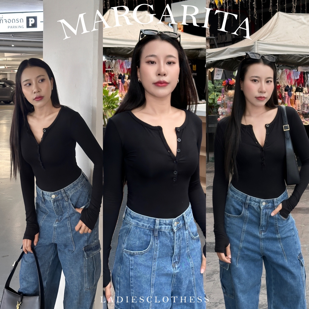 LADIESCLOTHESS #LC236 MARGARITA BODYSUIT เสื้อแขนยาว บอดี้สูท เสื้อสายฝอ