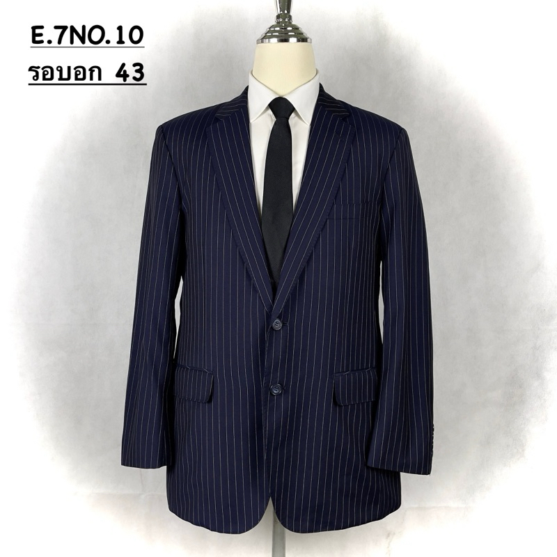 Ermenegildo Zegna สูท ผู้ชาย สีกรมลายทาง รอบอก 43