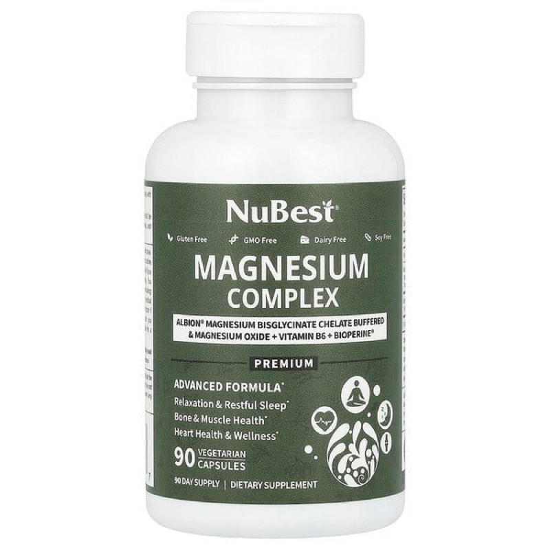 New⚡️แท้ 100 %⚡️NuBest, Magnesium Complex, 90 Vegetarian Capsules
