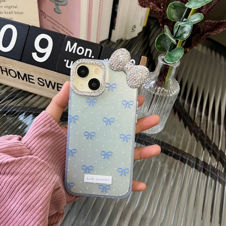 AD292 New case เคสงานกริตเตอร์โบว์ ขอบกล้องเพชรยกสูง สินค้างานกล่อง พร้อมส่งจากไทย