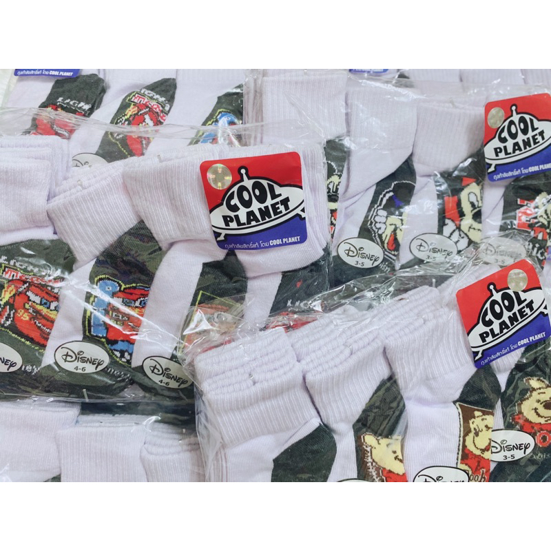 [พร้อมส่ง]ยกโหล-12คู่ ถุงเท้านักเรียนสีขาว พื้นลายการ์ตูนน่ารัก ผ้านิ่ม ยืด ใส่สบาย