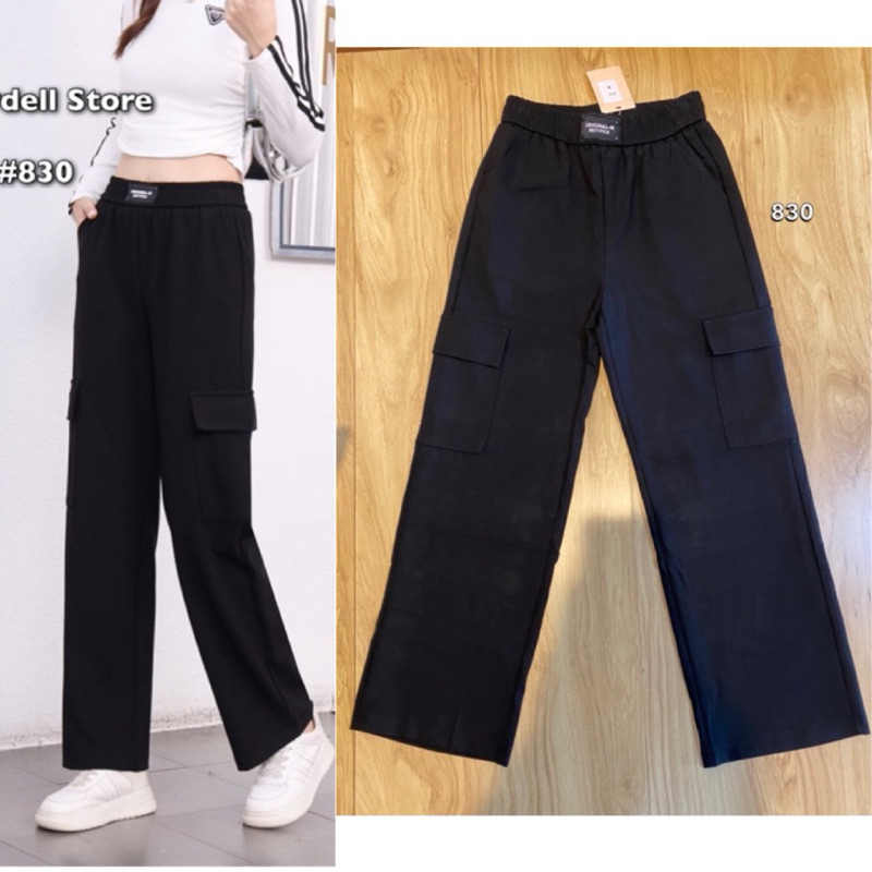 830 กางเกง Dolly Dell ทรงคาร์โก้ สีดำ