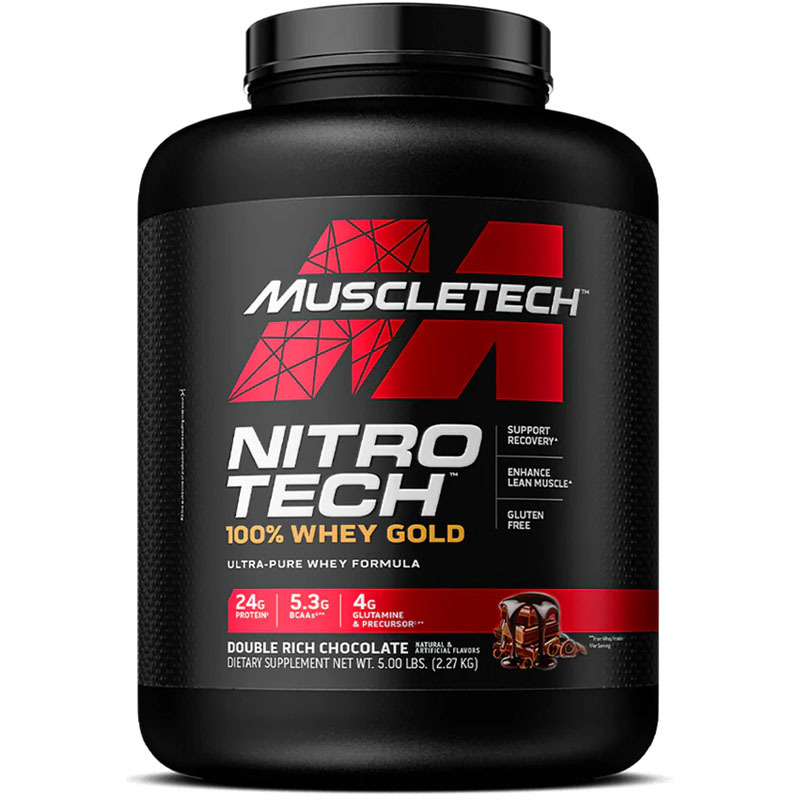 MUSCLETECH Nitro Tech 100% เวย์โกลด์ โปรตีน สร้างกล้ามแน่น เติมพลังให้ร่างกาย ฟื้นฟูไว แข็งแรงกว่าเดิม!5 ปอนด์ (2.27 กก.