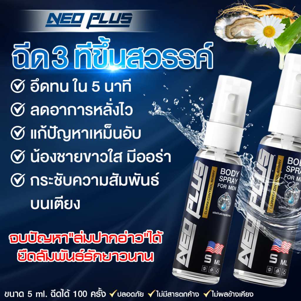 NEO PLUS [4 แถม 4] สเปรย์ชะลอ นีโอพลัส เหมาะกับผู้ชาย กลิ่นหอม ซึมไว ใช้ปากได้ ไม่ต้องล้างออก