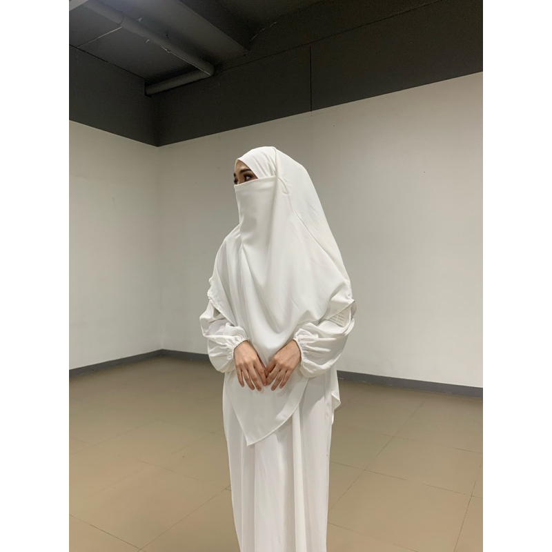 Hijab Khimar ฮิญาบฝรั่งเศล  ผ้าคลุม ใส่แบบปิดหน้าและเปิดหน้า 2 in one