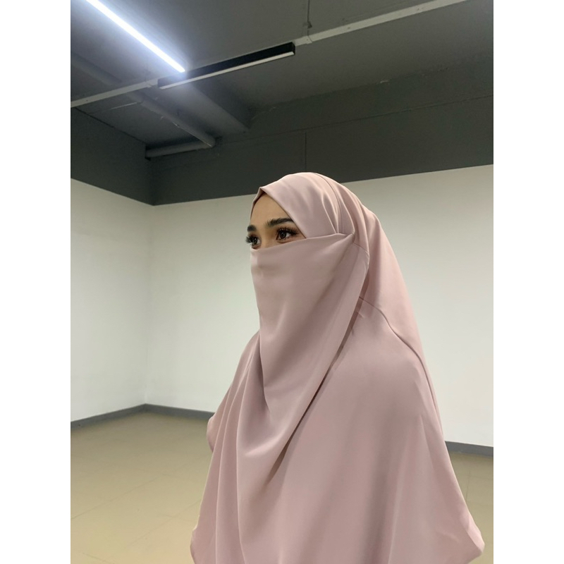 Hijab Khimar ฮิญาบฝรั่งเศล  ผ้าคลุม ใส่แบบปิดหน้าและเปิดหน้า 2 in one