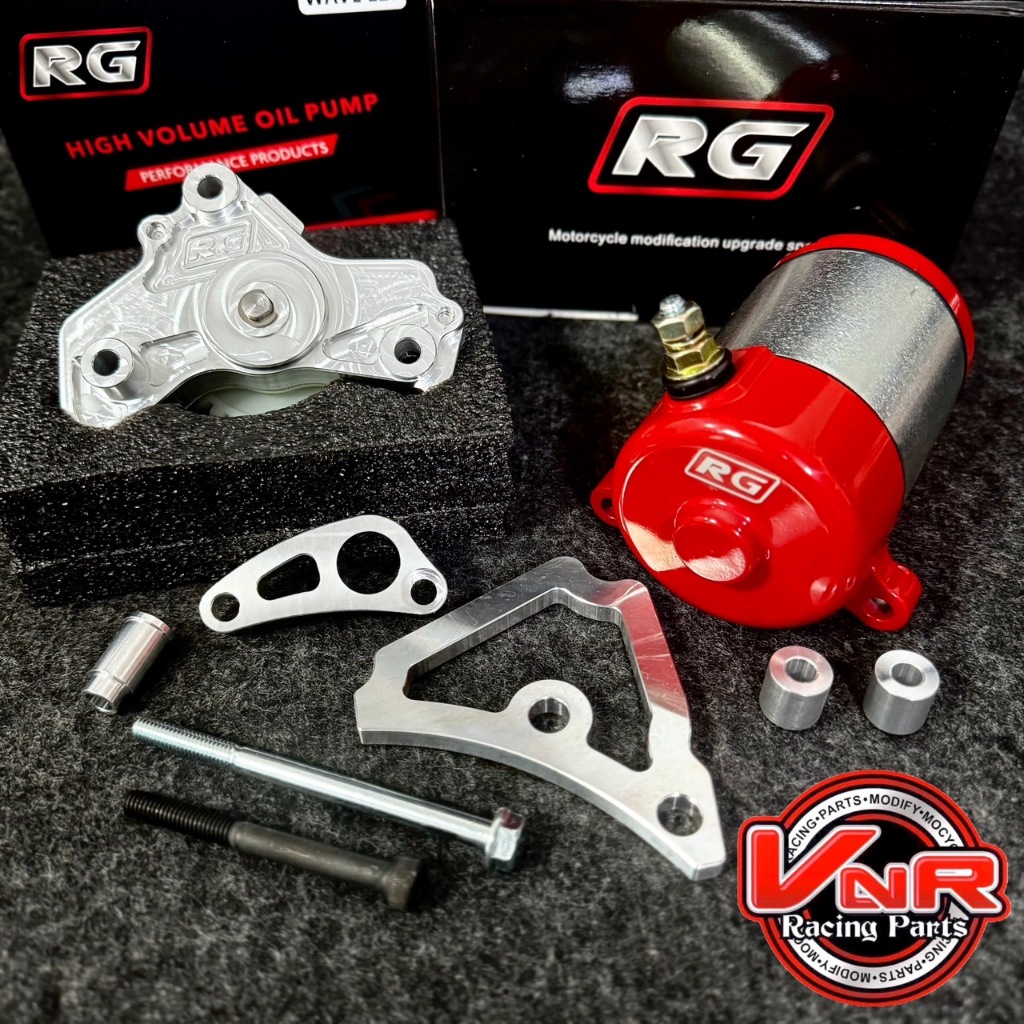 ไดร์สตาร์ทRGพร้อมประคองแคร้ง + ปั้มน้ำมันเครื่องแต่ง RG งานCNC RGแท้ สำหรับ W125 (2005-2022)