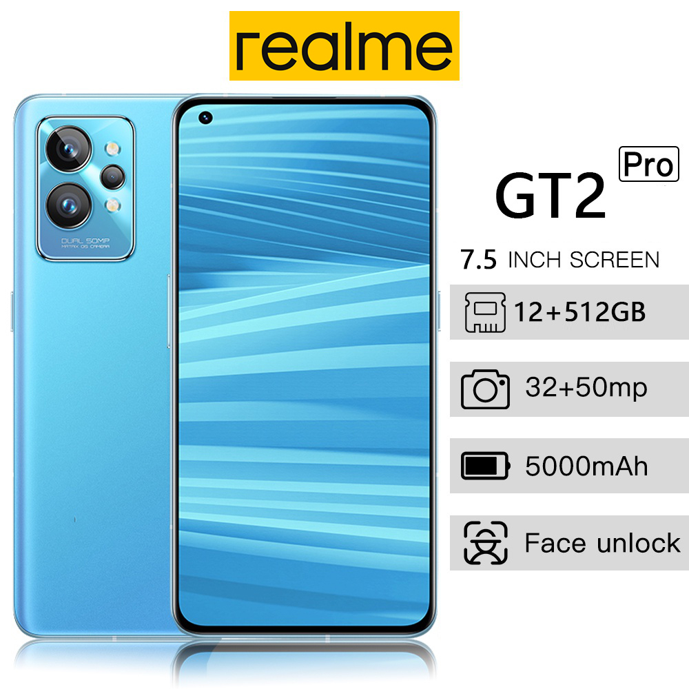 โทรศัพท์ GT2 แรม12GB รอม512GB หน่วยความจําขนาดใหญ่ 7.5นิ้ว หน้าจอเต็ม รองรับแอพธนาคาร android ชาร์จเร็ว โทรศัพท์ถูกๆ