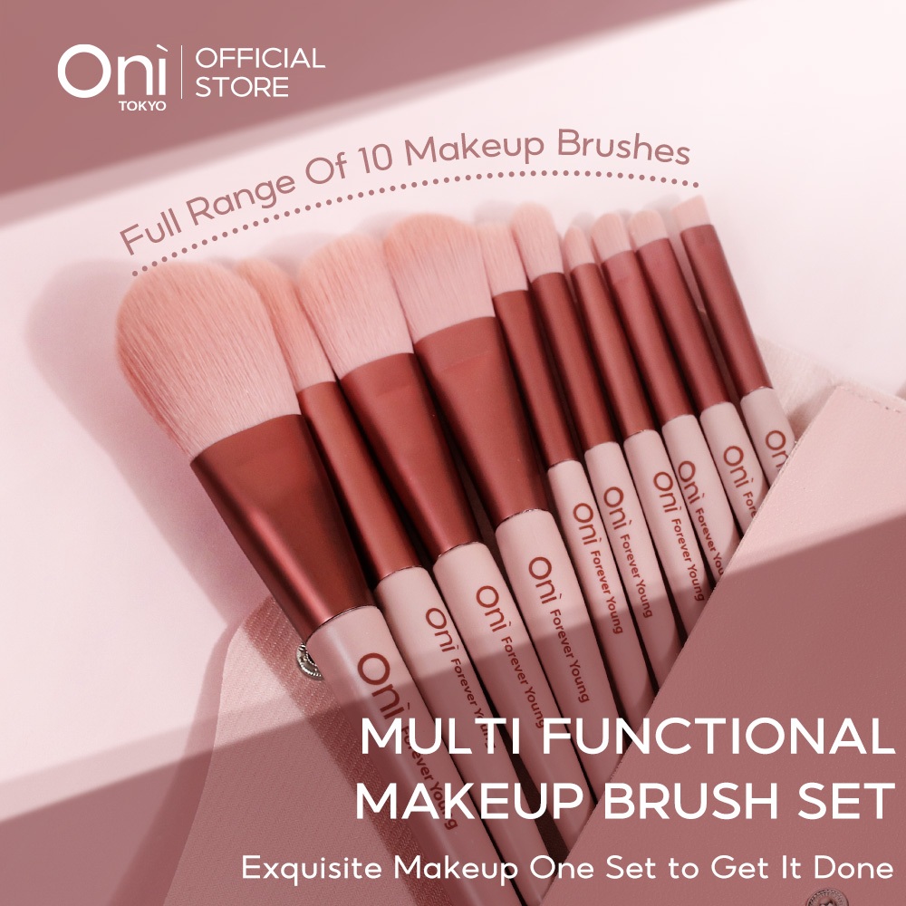 Oni Multi Functional Makeup Brush Set Smoky rose 10 Pcs