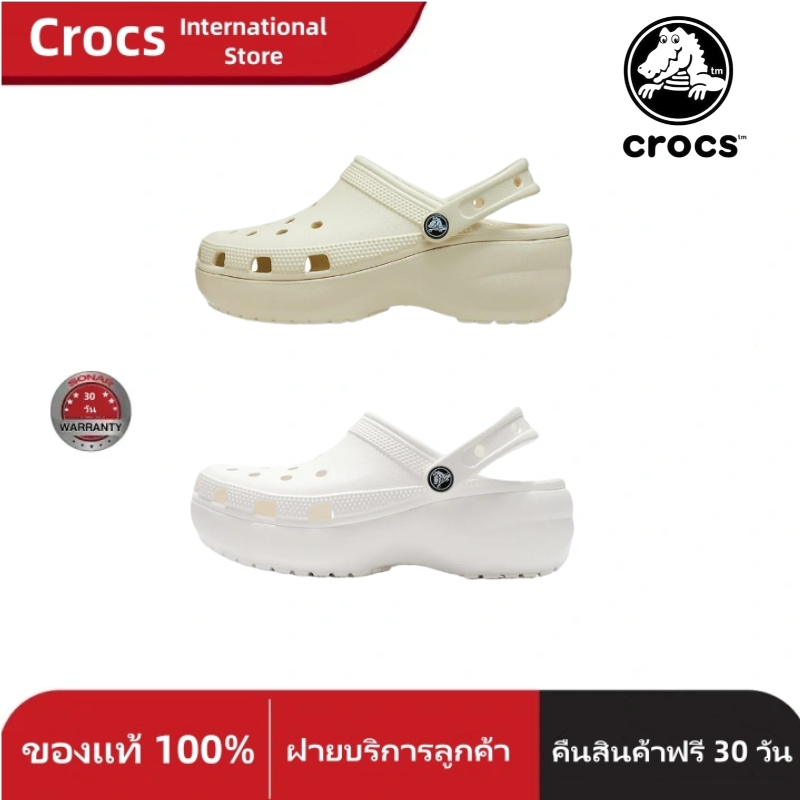 【ของแท้ 100%】Crocs Classic clog cloud Flat Sandals CROCS ขาว สีดำ สีกากี รองเท้าแบน จัดส่งคลังสินค้าในกรุงเทพฯ