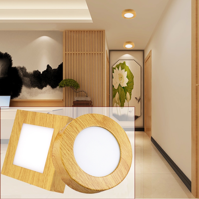 ไฟดาวน์ไลท์ ลายไม้ led ดาวไลท์ติดลอย Downlight กลม เหลี่ยม โคมไฟเพดาน ติดลอย 12W 18W 24W ไม่ต้องเจาะ แสงขาว รับประกัน3ปี