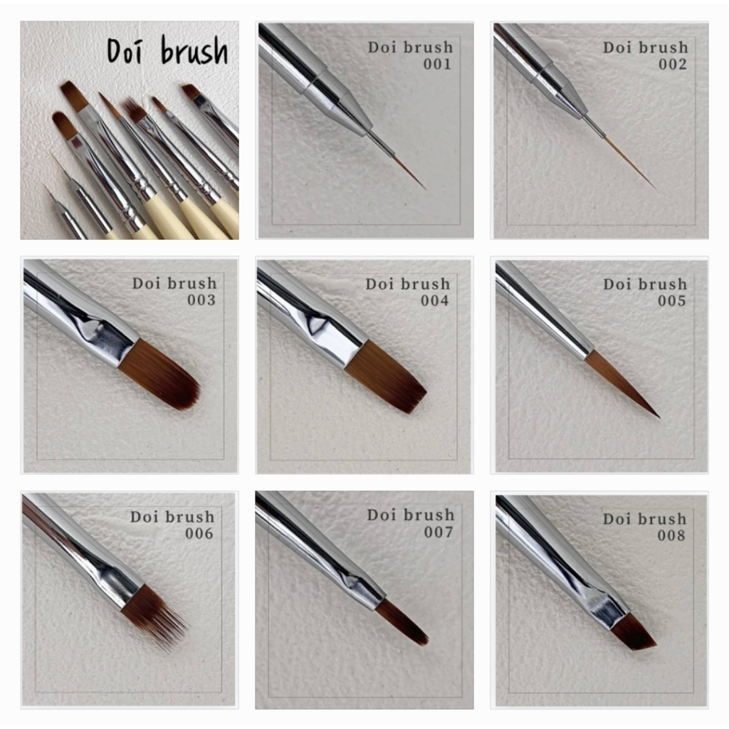 แยกขาย DOI🇰🇷โดอิ พู่กันเพ้นท์เล็บเจล 8 เบอร์ #1-#8 nail brush มีปลอก ของแท้จากเกาหลี