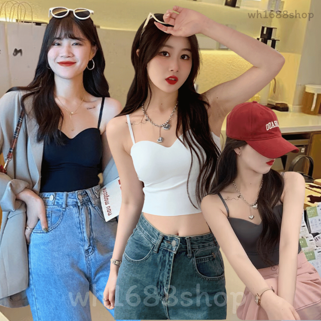 เสื้อสายเดี่ยว B-137 เสื้อสายเดี่ยวทรงสปอร์ตบรา ไร้ขอบ ไร้โครงสีพื้น มีฟองน้ำในตัว ผ้านิ่มลื่น เย็นสบาย สไตล์สายฝอ