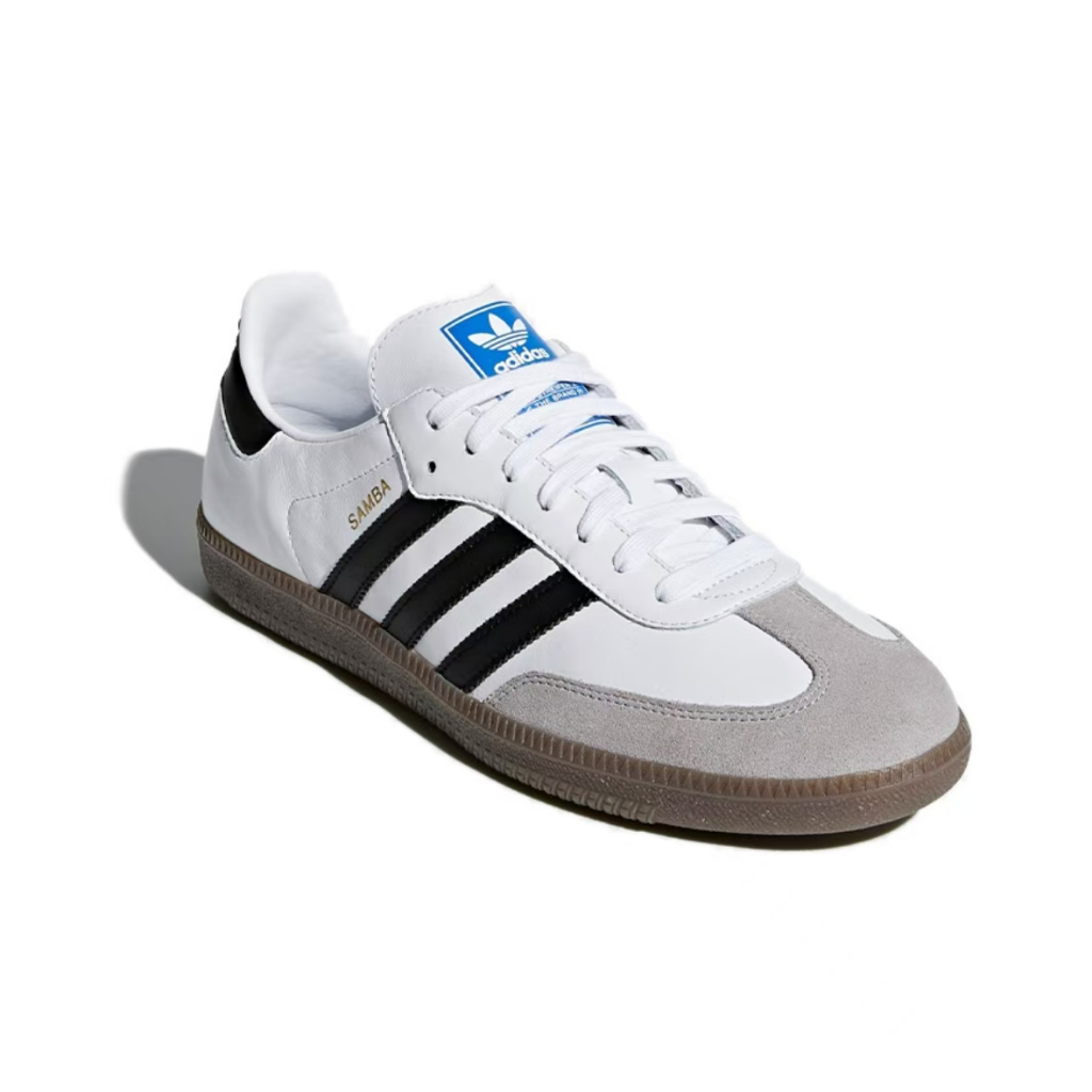 Adidas originals SAMBA แฟชั่นร้อยสบายน้ำหนักเบาสวมใส่ป้องกันการลื่นไถลรองเท้าบอร์ดต่ำ Unisex แท้ 100%