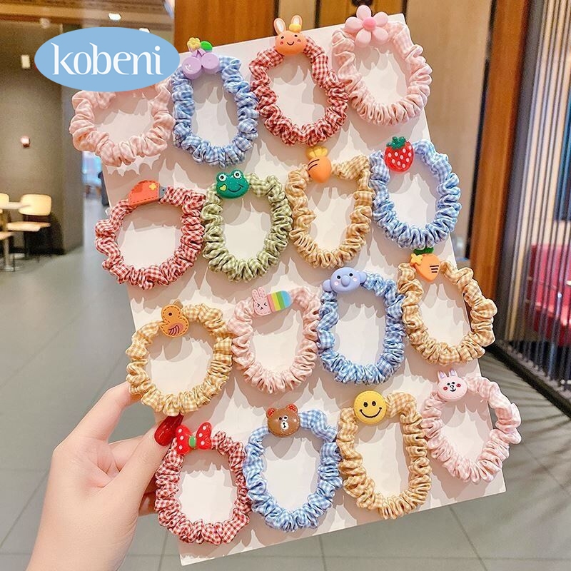 ⭐KOBENI⭐ยางรัดผมลายการ์ตูน ยางรัดผมผ้ายืด มีความยืดหยุ่นสูง เครื่องประดับผม สไตล์เกาหลี หวานน่ารัก -1Pcs ส่งแบบสุ่ม