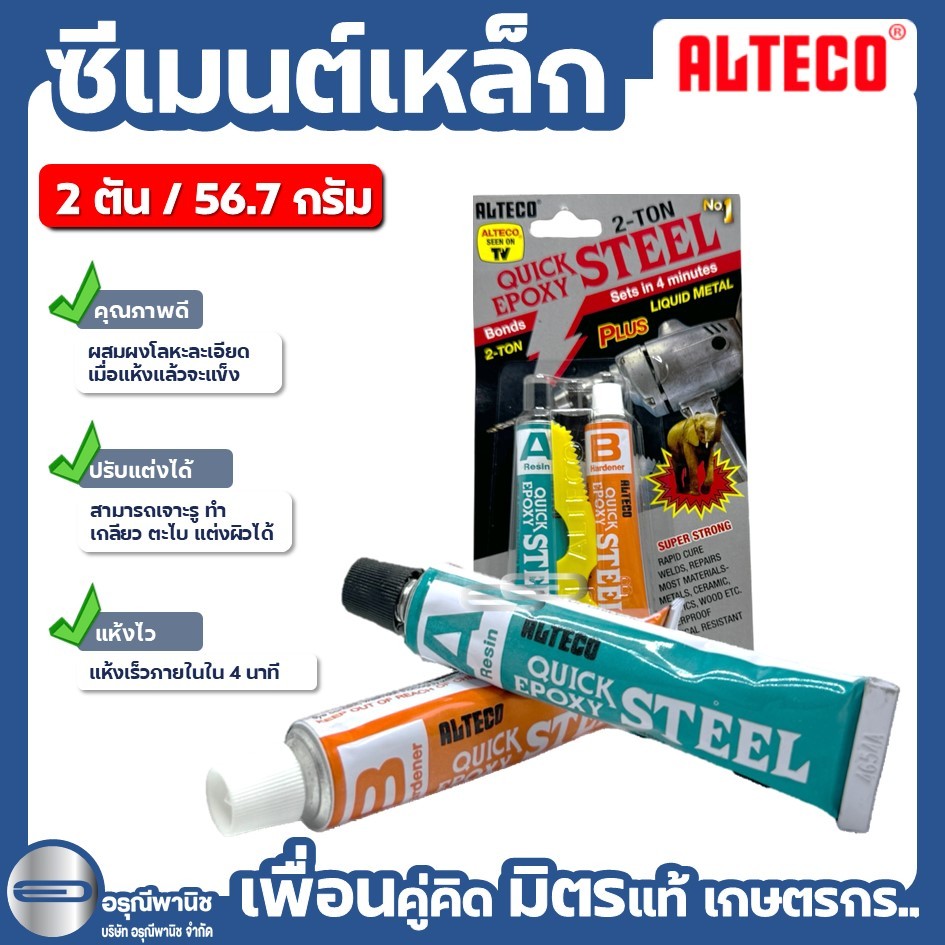ซีเมนต์เหล็ก กาวอีพ็อกซี่ 2 ตัน ยาปะเหล็ก 56.7 กรัม  ชนิดแห้งเร็วใน 4 นาที