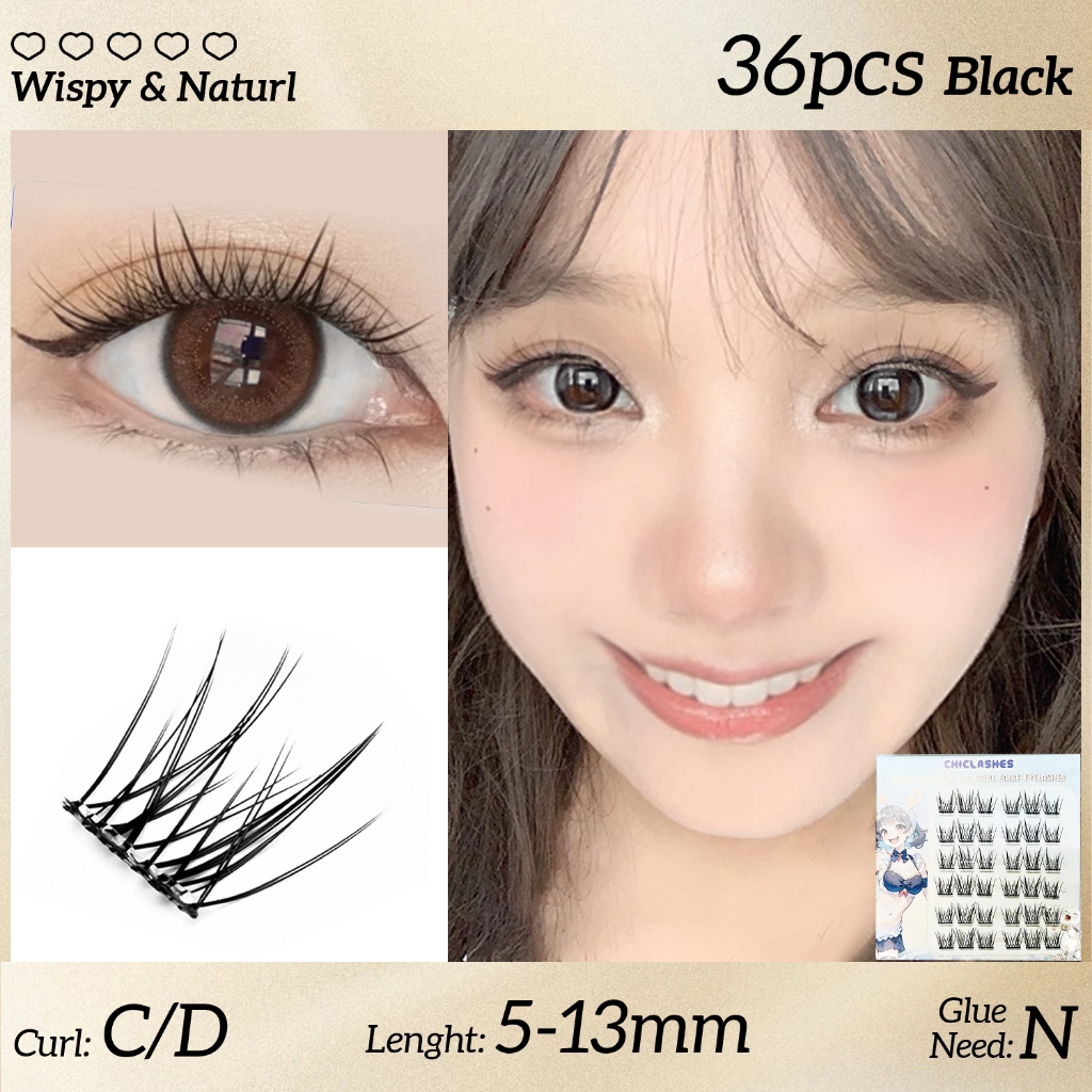 【ส่งจากไทย】36pc มัดขนตา5mm-13mm ขนตาปลอม ขนตามีกาวในตัว กาวติดขนตาฟรีช่อดอกไม้ ธรรมชาติหนา DIY ต่อขนตาปลอมแบบมีกาวในตัว
