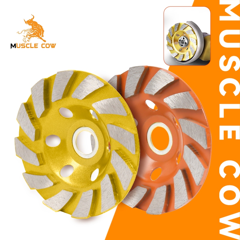 MUSCLE COW ใบเจียรปูน 4 นิ้ว สำหรับขัดปูน ขัดพื้น ปรับแต่งหิน ใช้ได้ทั้งเปียก-แห้ง ผลิตจากเม็ดเพชรคุณภาพ สีสุ่ม