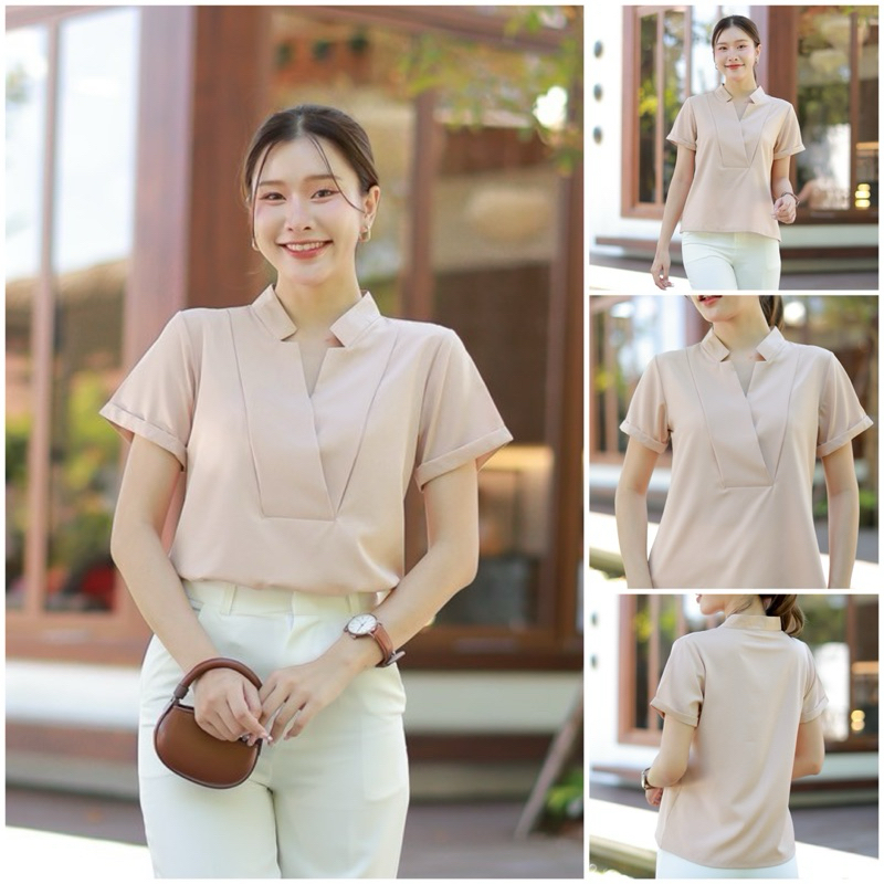 เสื้อคอจีน แต่งหยักที่คอเป็นรูปดาว #l154shop_A001