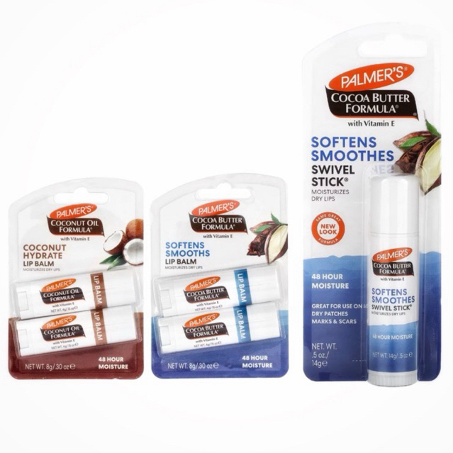 🐤Palmer’s ลิปบาล์ม ลิปมัน บาล์มสติ้ก (Swivel Stick) สูตรโกโก้บัตเตอร์/ น้ำมันมะพร้าว เพิ่มความชุ่มชื้นพิเศษ แบรนด์แท้ 🇺🇸