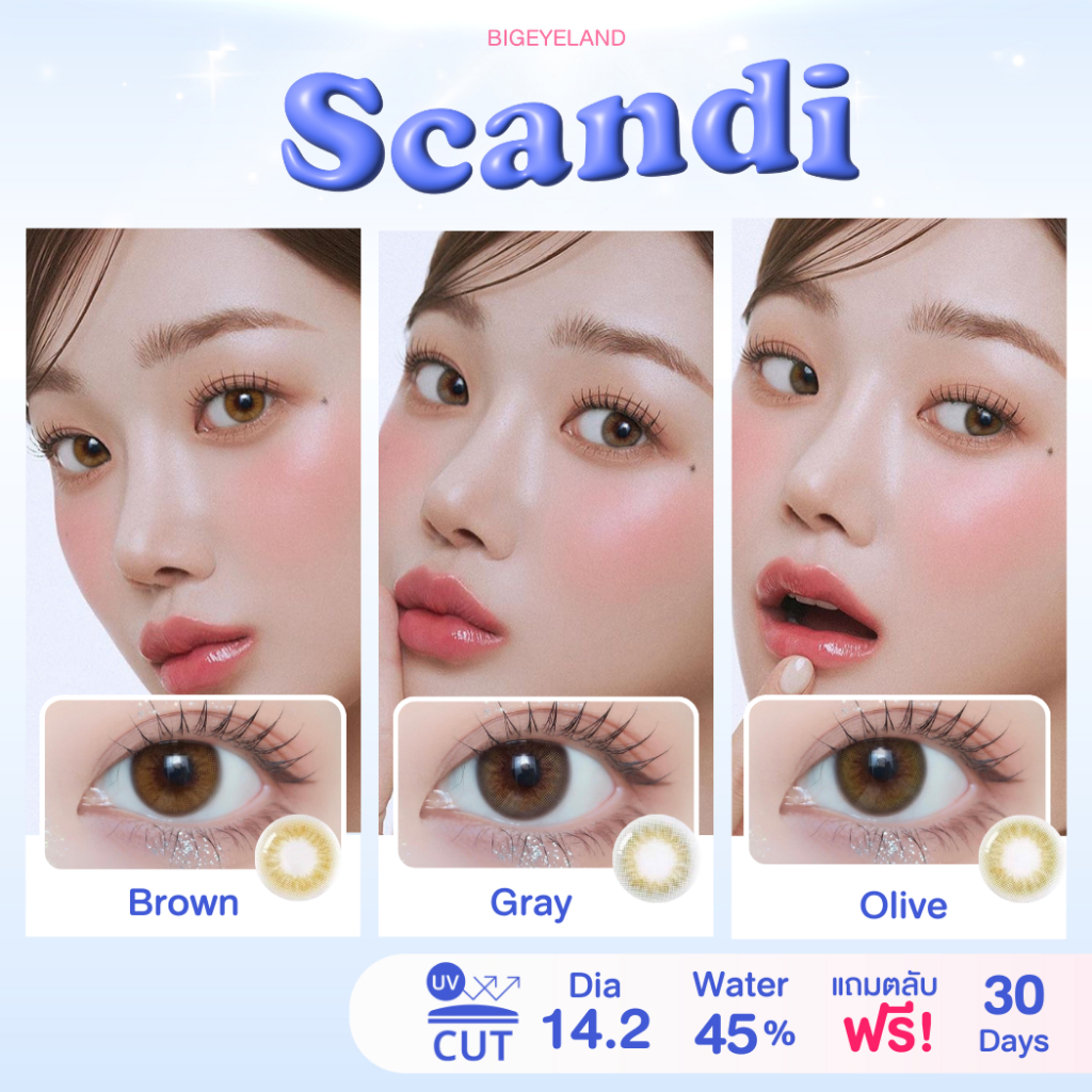 คอนแทคเลนส์ Scandi Brown / Gray / Olive (GAEzZ Secret / Sweety Soft) ขนาดมินิ ลายดังจากเกาหลี