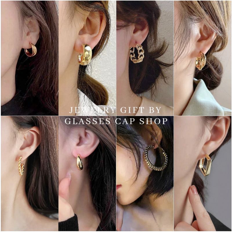 พร้อมส่ง ต่างหูรูปตัว C-2 สีทอง แฟชั่น Y2K สำหรับผู้หญิง [[ร้านไทย จัดส่งจากกรุงเทพ]]