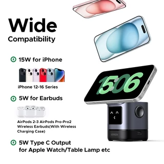 [ลดเหลือ 1534] Ugreen Uno แท่นชาร์จไร้สายแม่เหล็ก 2 in 1 Magnetic Wireless Charger 25W Max Qi2 15W Max รุ่น 45775