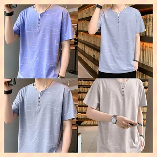 LHSunday ขายดี เสื้อผู้ชาย เสื้อแขนสั้นคอแต่งกระดุม ผ้ายืด เนื้อดีไม่ร้อนลายหินอ่อนเท่ๆ โทนสีสุภาพ แบบแมนๆ ใส่สบาย