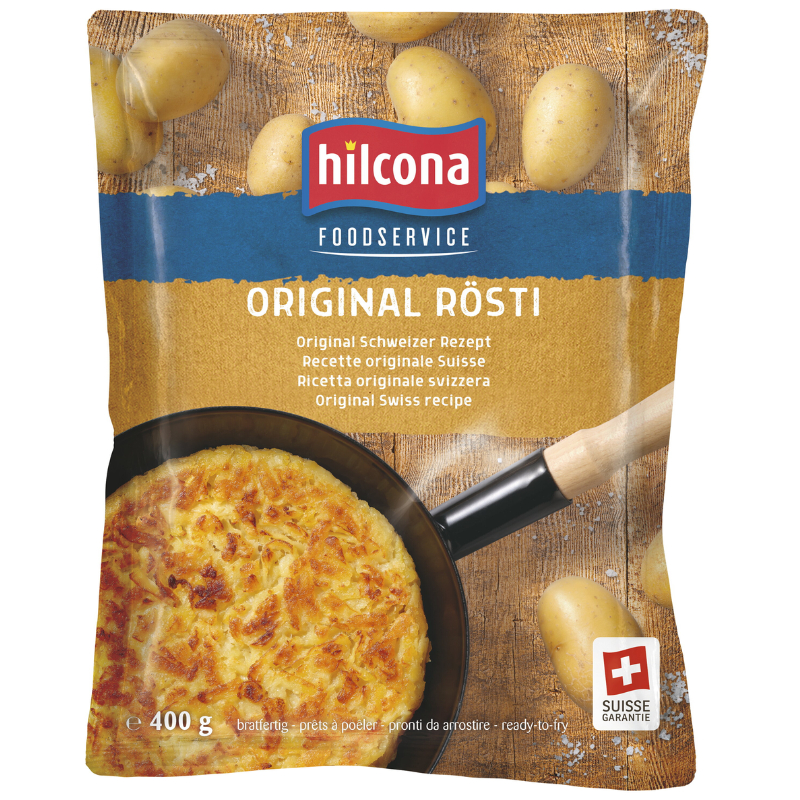 ฮิลโคน่า เริซ-ติ มันฝรั่งขูดทอดแผ่น รสออริจินอล 400 กรัม - Original Swiss Rosti 400g Schweizer RÖSTI Hilcona brand