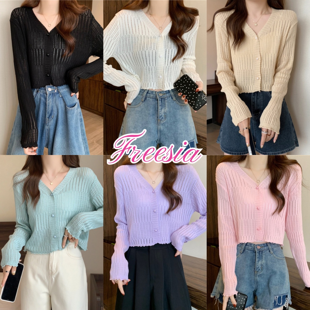 เสื้อคลุม เสื้อเเขนยาว ทรงเข้ารูป มีสีให้เลือกมากมาย กระดุมหน้า#92182