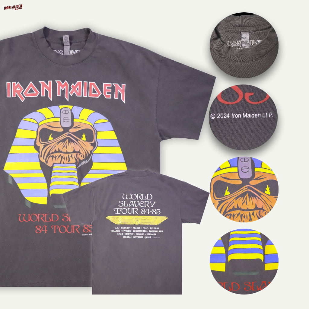 BLAXROXX | Iron Maiden WORLD SLAVERY TOUR 84-85 | [IRM0046-LA] | เสื้อยืดคอกลม แขนสั้น | เสื้อทัวร์ | Los Angeles App