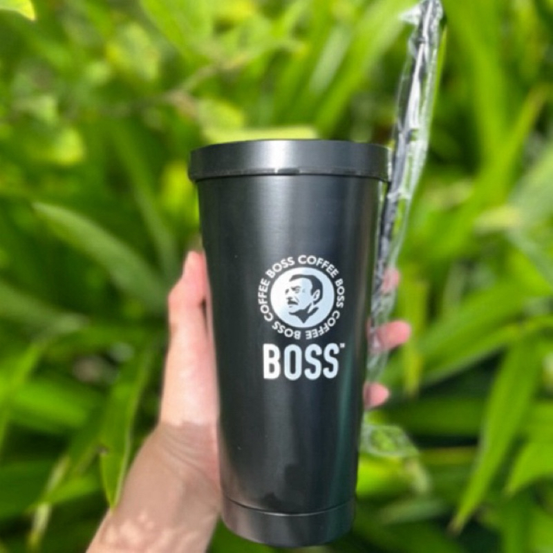 แก้วเก็บความเย็นพร้อมหลอด Boss สีดำ 700ml