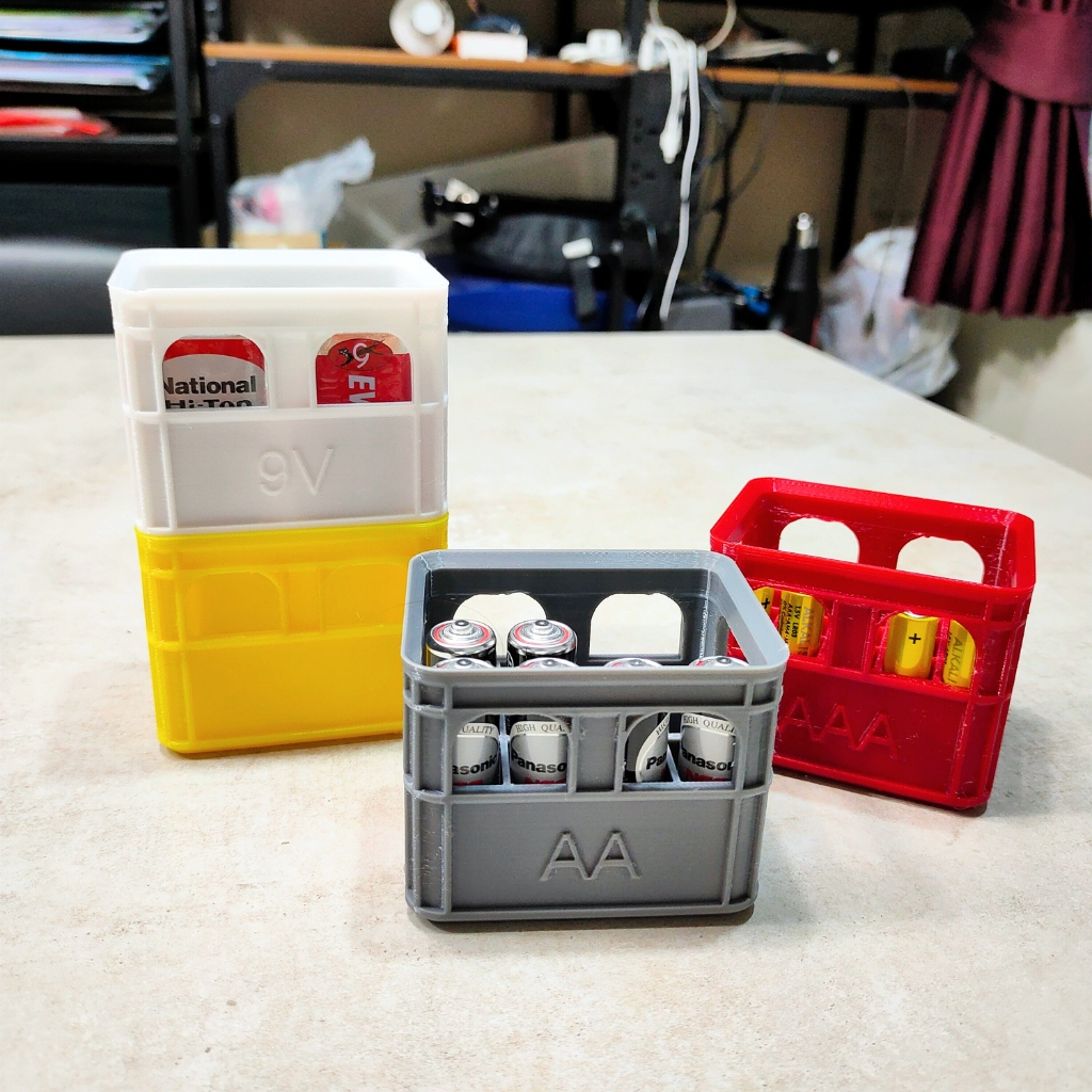 ลังใส่ถ่านแบตเตอรี่ ใส่ถ่าน AA / ถ่าน AAA / ถ่าน 9V (Battery Storage Case) [3D Print]