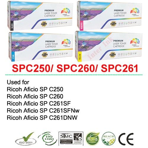 หมึกพิมพ์ Ricoh SP C250/ SPC260/ SPC261(สีดำ/ สีฟ้า/ สีเหลือง/ สีแดง) Full Color