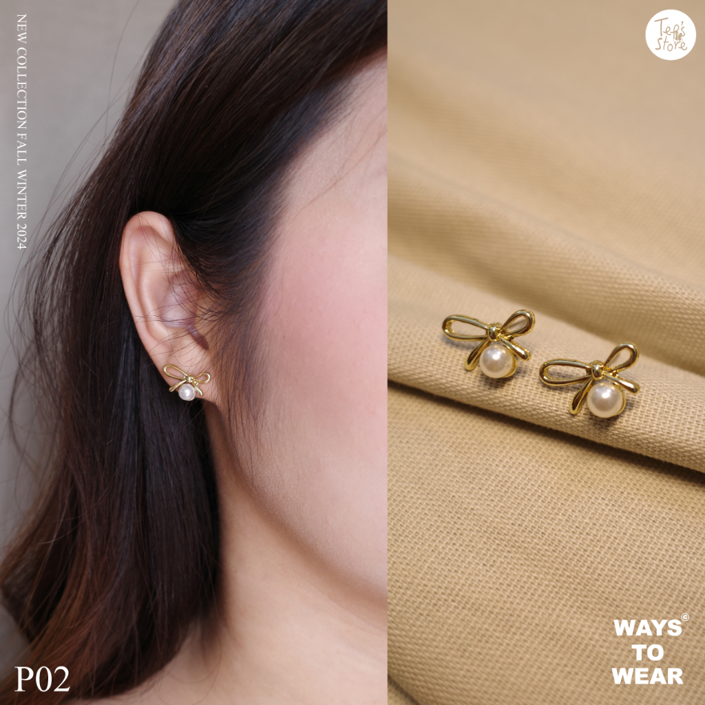 ((พร้อมส่ง)) - ต่างหูลูกคุณ ต่างหูโบว์สุดฮิต ใส่เที่ยว ใส่ออกงาน - ชุด 1 - Tep's Store