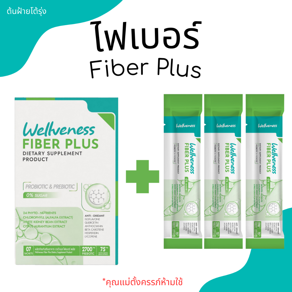 ไฟเบอร์ Wellveness Fiber Plus ระบบการขับถ่าย ปรับสมดุลลำไส้ กำจัดสิ่งตกค้างและของเสียในระบบขับถ่าย
