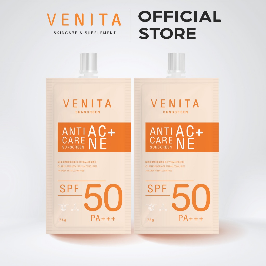 [ 2 ซอง ]VENITAครีมกันแดดเวนิต้า Venita Anti-Acne Care Sunscreen SPF50/PA+++plus เนื้อครีมเจล ซึมเร็ว สินค้า