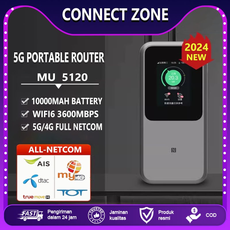 Zte MU5120 5G เราเตอร์ซิมการ์ด WiFi U50 Pro 10000mAh 27W ชาร์จเร็ว WiFi 6 3600Mbps