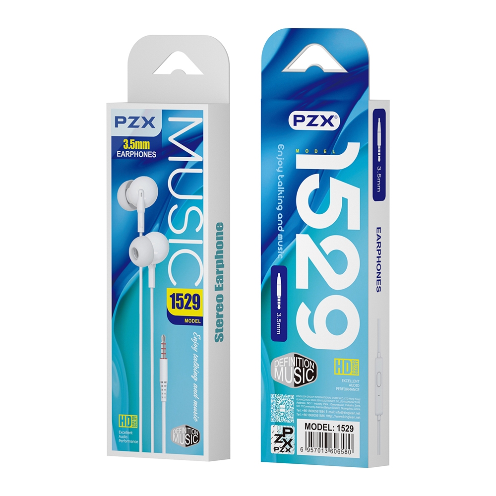 หูฟัง อินเอียร์ PZX รุ่น1529 แบบเสียบสาย3.5mm มีปุ่มปรับระดับเสียง Comfortalie To Wear&Calls Signatu