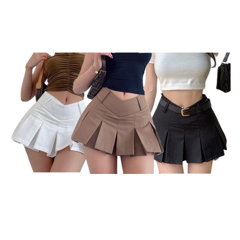 กระโปรงเทนนิส พรีสสั้น สไตล์เกาหลี มีซับในตัว มีให้เลือกหลายสี XS-XL
