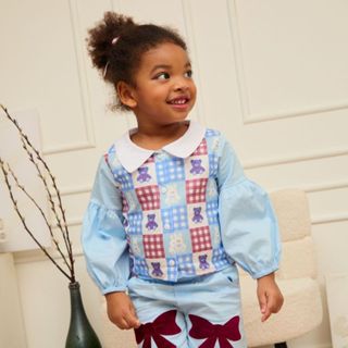 e'clat เสื้อแขนยาวเด็ก เสื้อครอป เสื้อคอปกพิมพ์ลายน่ารัก เนื…