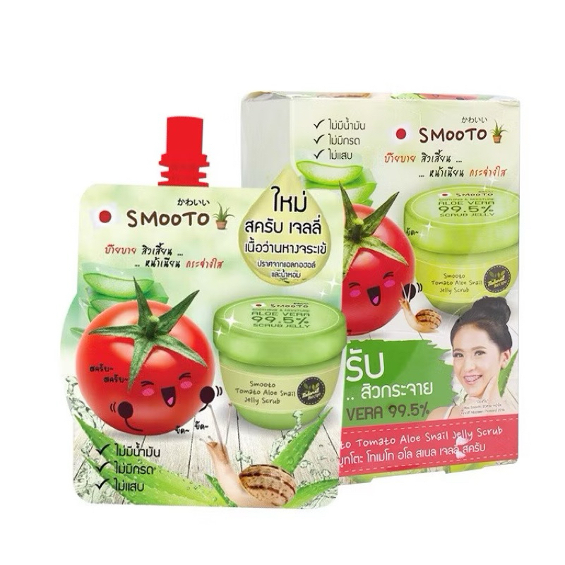 (แท้) Smooto Tomato Aloe Snail Jelly Scrub 50g สมูทโตะ โทเมโท อโล สเนล เจลลี่ สครับ ว่านหางจระเข้
