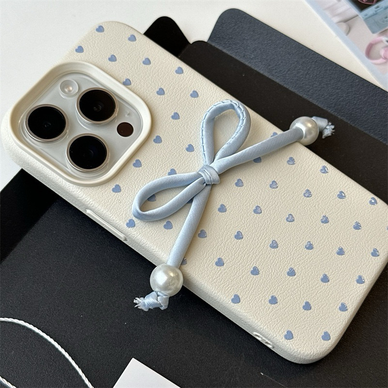 เคสนิ่ม ใหม่ ! เคสลายหัวใจติดโบว์ฟ้า น่ารักมาก ส่งจากไทย