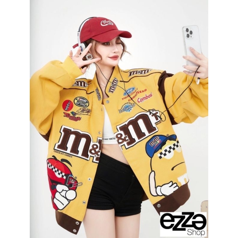 แจ็คเก็ตผ้าแคนวาส ปักลาย NASCAR M&M สวย สปอร์ต