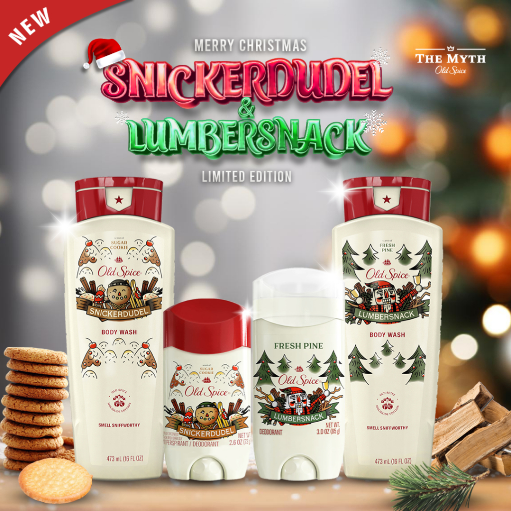 Old Spice โรลออน ครีมอาบน้ำ กลิ่น Sugar Cookie & Fresh Pine ความหอม 2 สไตล์ คุกกี้และใบสน