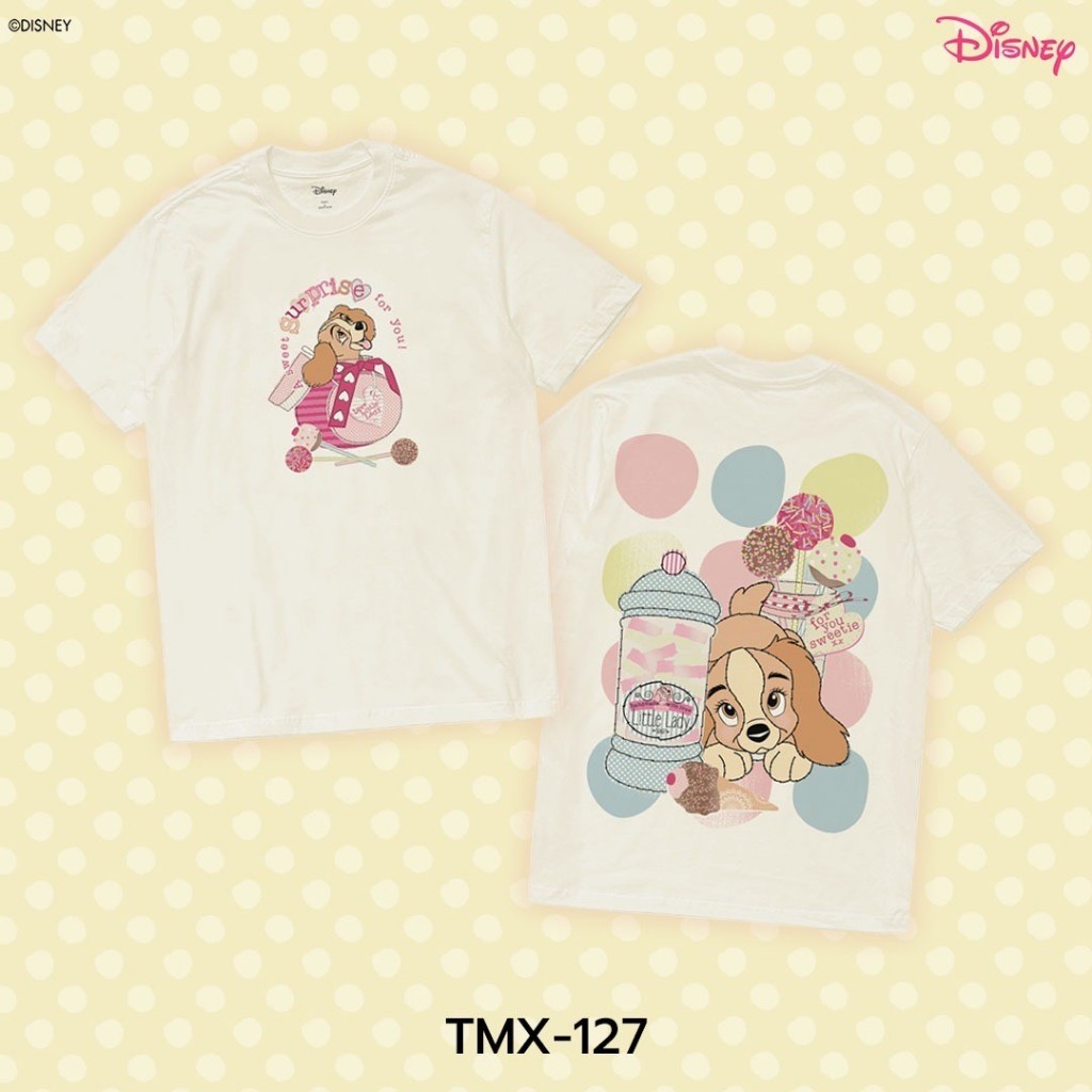 Power 7 Shop เสื้อยืดการ์ตูน "Lady and the Tramp" ลายลิขสิทธ์แท้ DISNEY (TMX-127)